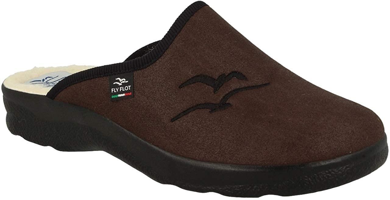 82621 KL FLY FLOT HERREN SLIPPER FARBRAUN WOLLFUTTER MADE IN ITALY ANATOMISCHE EINLEGESOHLE FLY FLOT SLIPPER 